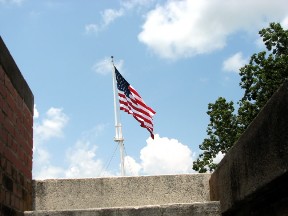 The flag flying at Fort Pulaski.  June 23, 2008.