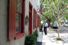 George at the entrance to Catfish Row in Charleston, June 22, 2008.