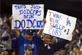 Dodgers fans celebrating the elimination of the Cubs from the playoffs.  October 4, 2008.
