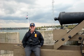 georgefortniagara George along the river wall of Old Fort Niagara. October 25, 2008.