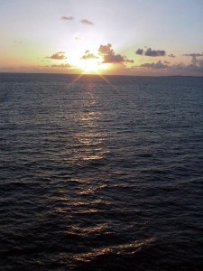 Sunrise off Antigua.  September 12, 2001.