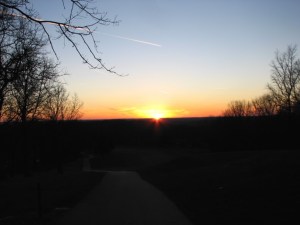 Sunset from the 12th tee of Druid Hills Golf Course.  January 1, 2009.