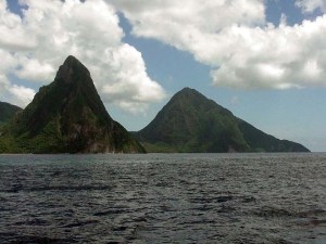 The Twin Pitons, St. Lucia.  September 13, 2001.
