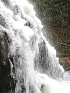 Water and ice at Spruce Flat Falls.  January 25, 2008.