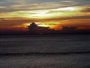 Sunset off St. Lucia.  September 13, 2001.