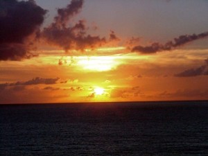Sunset off St. Maarten.  September 11, 2001.