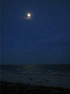 Moon over the ocean at Ocean Isle Beach, North Carolina.  May 6, 2009.
