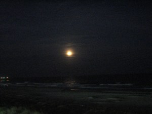 The moon over the ocean.  Ocean Isle Beach, North Carolina.  May 8, 2009.