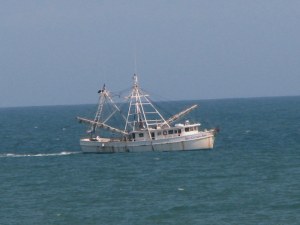 Shrimp boat off the coast of North Carolina.  May 6, 2009.
