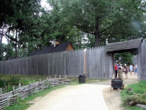 The gate at James Fort in Jamestown Settlement.  June 20, 2007.