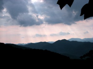 Sunlight breaking through the clouds.  July 10, 2009.