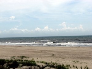 The ocean and beach at Ocean Isle Beach, North Carolina.  May 5, 2009.