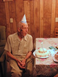 Dad with his birthday cake, Hendersonville, Tennessee.  August 28, 2009.