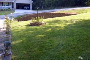 Our new retaining wall.  August 13, 2009.