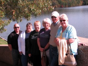 Wes, Darlene (John's sister), Betsy, Bonnie (cousin), John (Carol's husband) and Carol.  Fall Creek Falls, October 10, 2009.