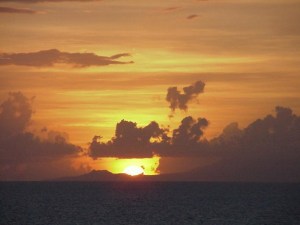 Sunset off the island of Antigua.  September 12, 2001.