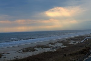 Sunbeams breaking through the clouds at Ocean Isle Beach.  December 11, 2012.