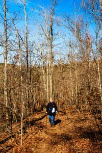 Betsy on the King's Bluff Loop Trail in the Ozark National Forest of Arkansas.  February 11, 2013.