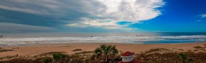 Panoramic view of Ocean Isle Beach, North Carolina, in the morning.  May 6, 2013.