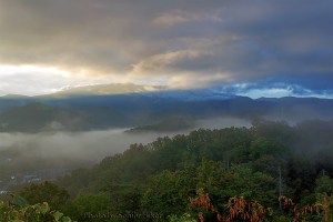 Mist in the valley near Gatlinburg, Tennessee.  October 14, 2013.