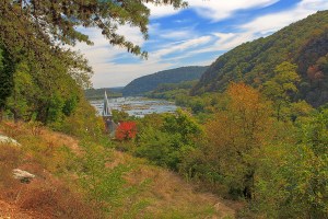Looking toward the Potomac River from Jefferson's Rock, Harpers Ferry, West Virginia.  September 26, 2013.