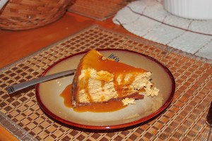 Robert's pumpkin cheesecake with caramel topping.  Palm Harbor, Florida.  November 28, 2013.