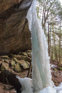 A column of ice near Old Man's Cave, Hocking Hills State Park, Ohio.  March 11, 2014.
