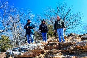 Patti, Betsy and Neal at an overlook on Mt. Magazine.  February 14, 2014.