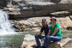 Kelly and Chuck at the pool where the tunnel empties on the downriver side of the narrows.  Narrows of the Harpeth State Park, Kingston Springs, Tennessee.  April 20, 2014.