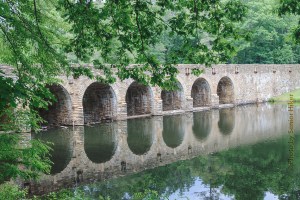 The bridge over the Byrd Lake dam, Cumberland Mountain State Park, Tennessee.  June 7, 2014.
