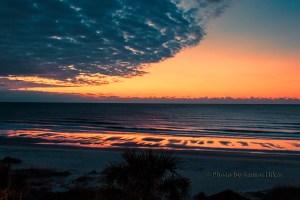 Morning light in the sky and on the beach, Ocean Isle Beach, North Carolina.  January 27, 2015.